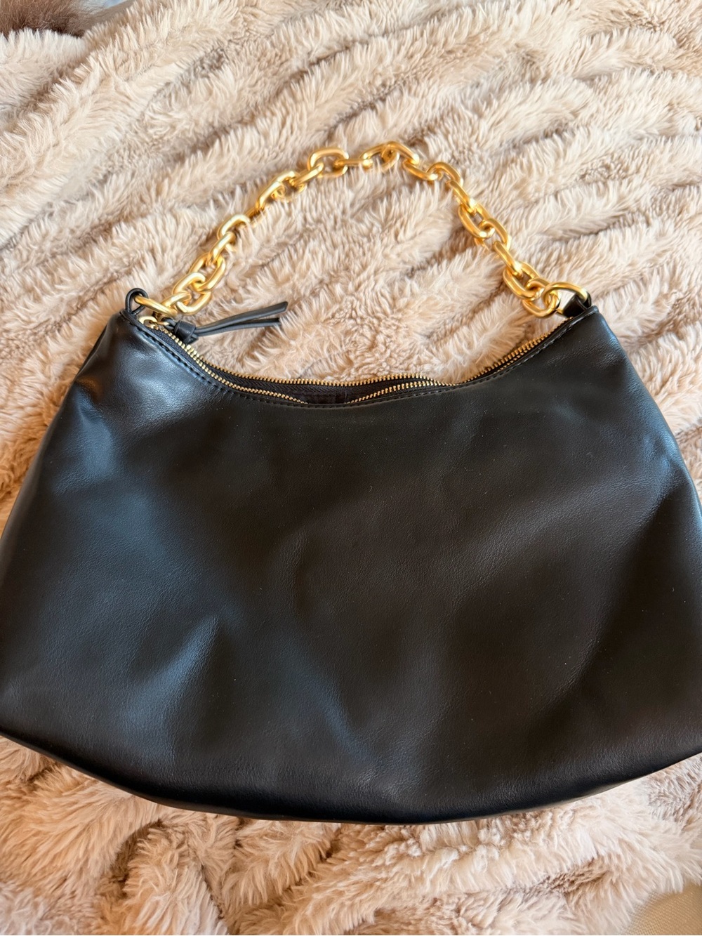 Abercrombie & Fitch Black Hobo Bag Gold Chain Shoulder Purse